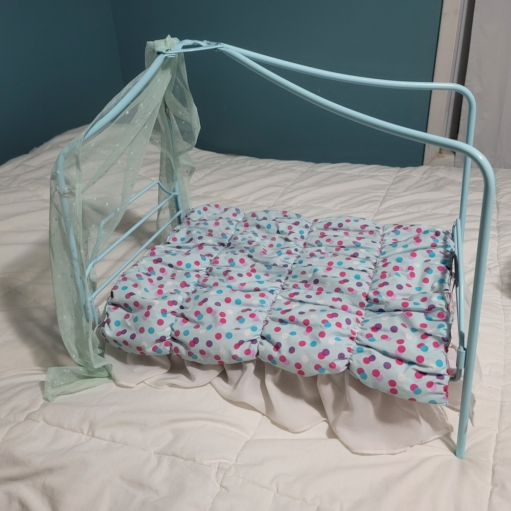 American Girl 18" Doll Retired Metal Canopy Bed And Bedding Set‎